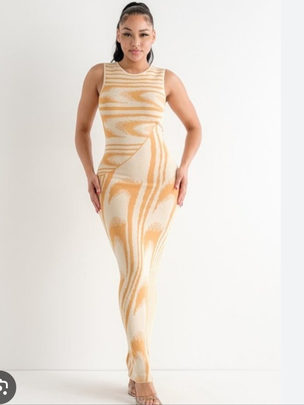 JLuxLabel Maxi length dress Mellow Mustard Yellow & Cream